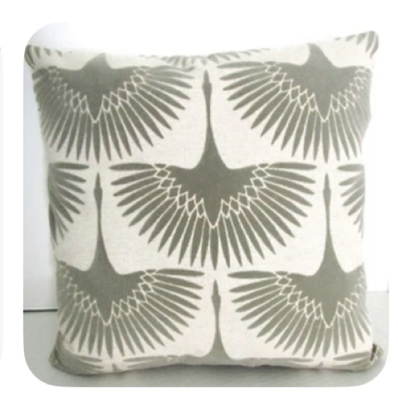 Genevieve Gorder Modern Feathered Flock Accent Pillow Gray/Tan Velvet Flock NEW